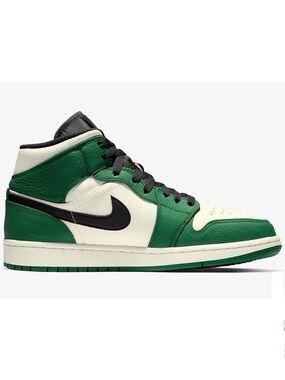 GUC Nike Mens Air Jordan 1 Mid Pine Green Sail Black. Size 12 US.